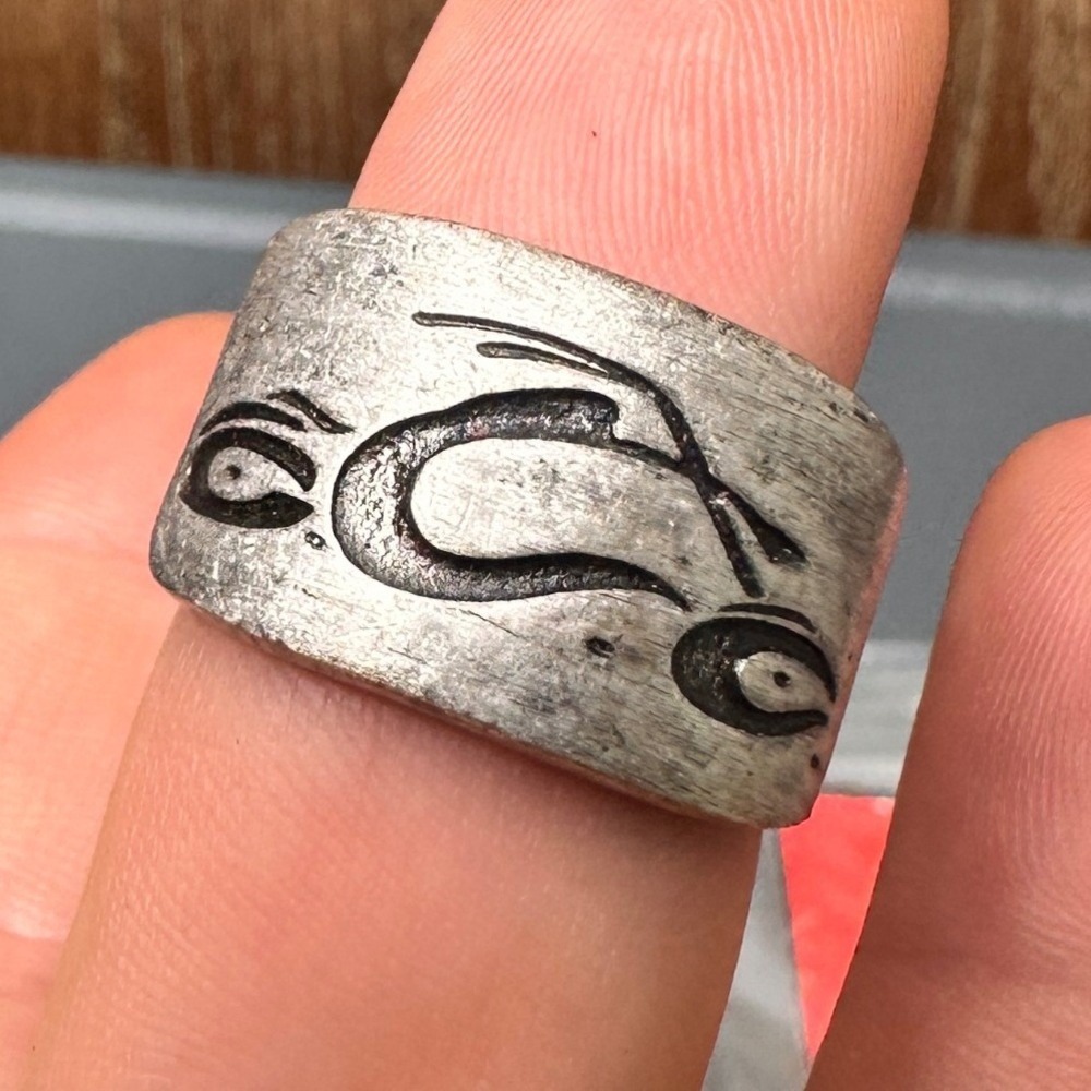 Vtg Orange County Choppers 2004 Sz 10 Silver Tone Band Ring Biker Motorcycle OCC